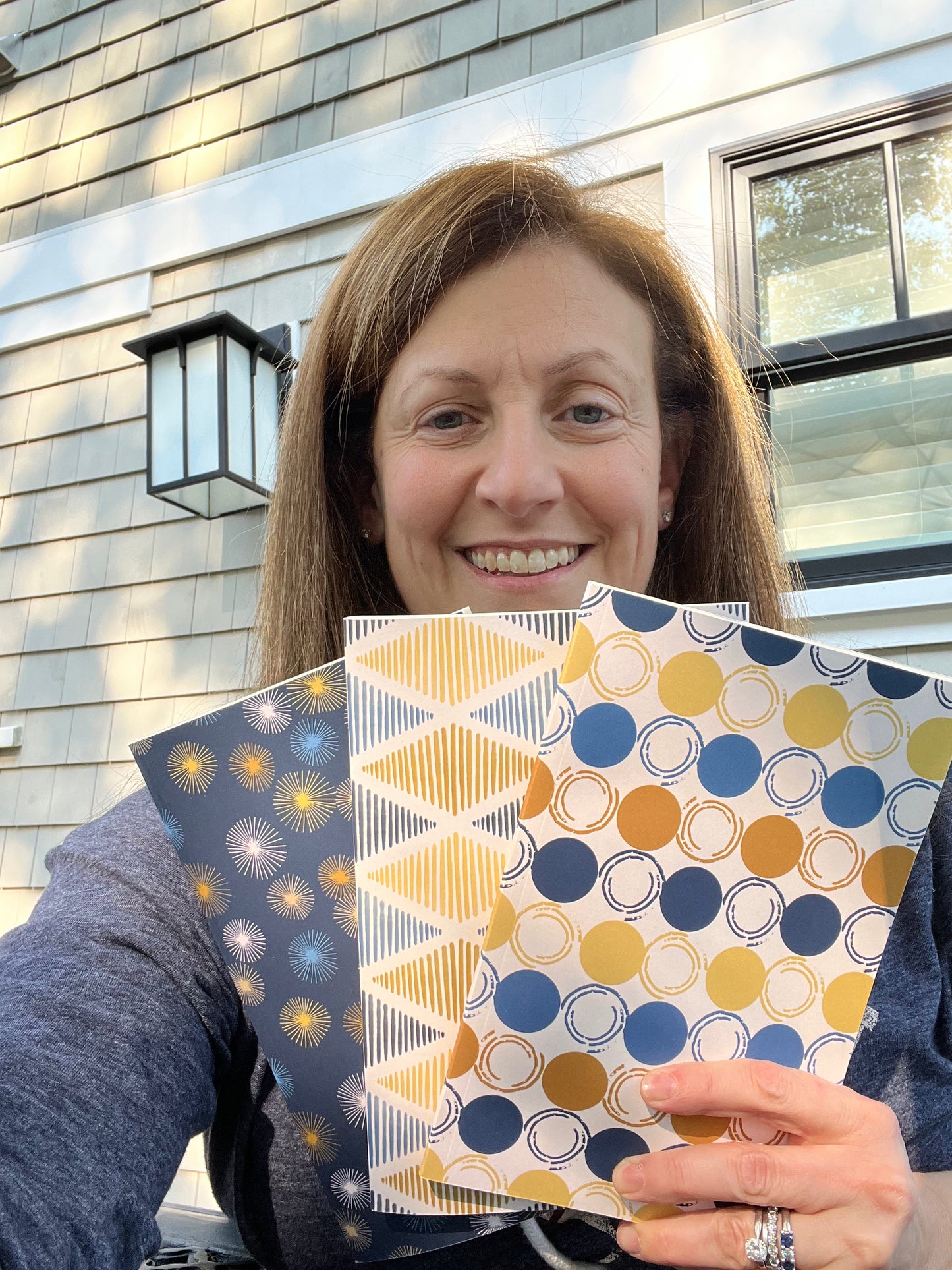 Bursts Blue Notebook - 8.5" x 5.5", Lined Journal by Jaime McKeever Designs