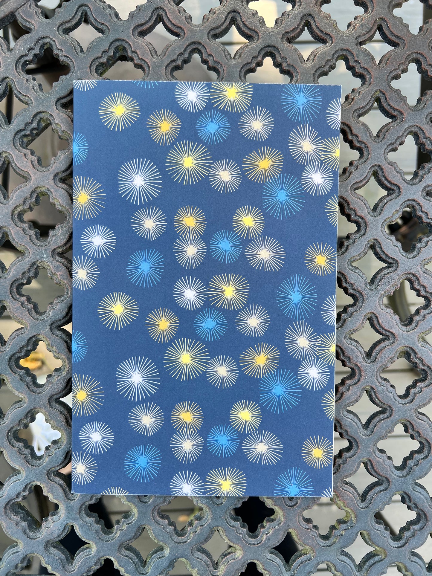 Blue Bursts Notebook – 5.5″ × 8.5″ Softcover – 64 Lined Cream Pages