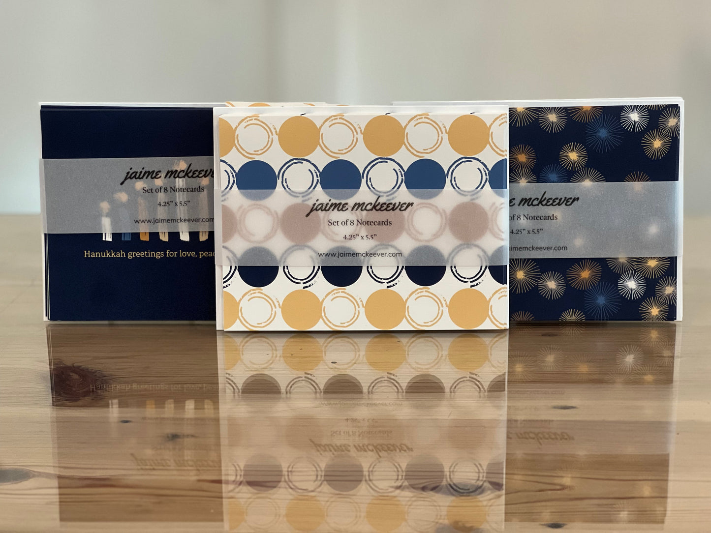 Hanukkah Candles Notecard Set – Modern Menorah Design, Set of 8 Blank Hanukkah Cards with Envelopes