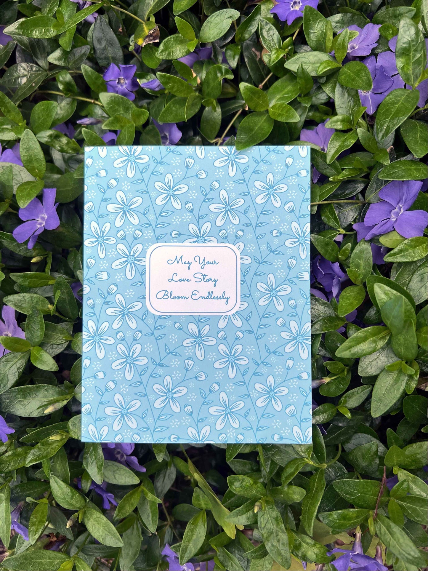 Baby Blue Floral Wedding, Anniversary, & Engagement Card