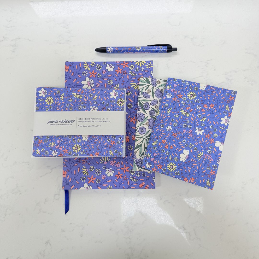 Wildflower Bloom in Blue Pen
