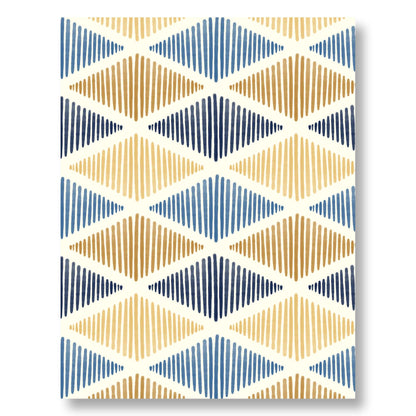 Hanukkah Notecard Set of 8 – Blue & Gold Diamond Pattern – A2 Cards & White Envelopes – Belly Band Wrapped