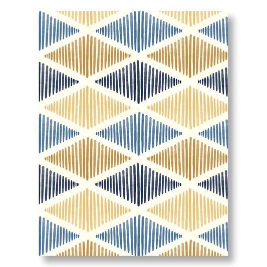 Hanukkah Notecard Set of 8 – Blue & Gold Diamond Pattern – A2 Cards & White Envelopes – Belly Band Wrapped