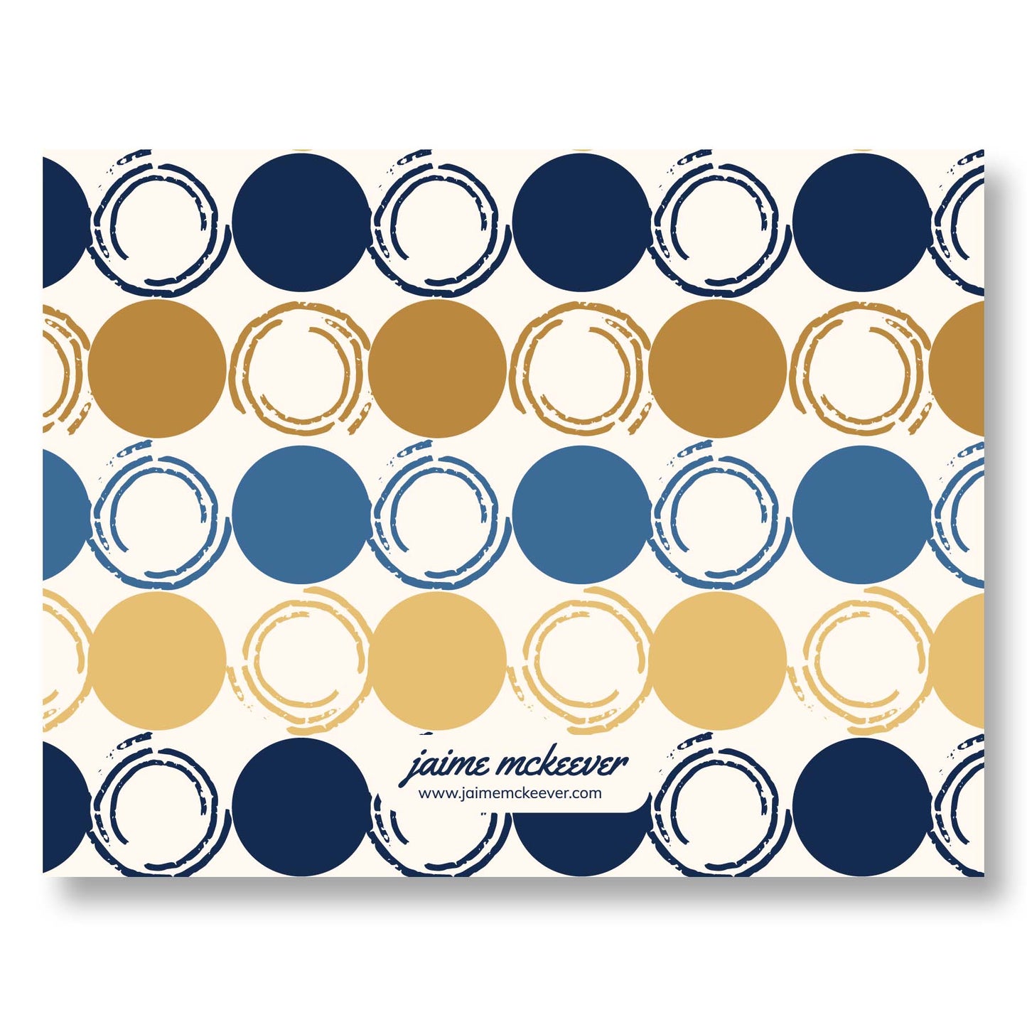 Holiday / Winter Notecard Set of 8 – Abstract Circles Pattern – A2 Cards & White Envelopes – Belly Band Wrapped