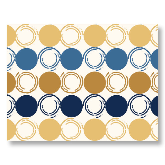 Holiday / Winter Notecard Set of 8 – Abstract Circles Pattern – A2 Cards & White Envelopes – Belly Band Wrapped