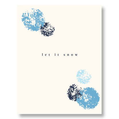 Holiday Notecard Set of 8 – Let It Snow Abstract Snow Motif – A2 Cards & White Envelopes – Belly Band Wrapped