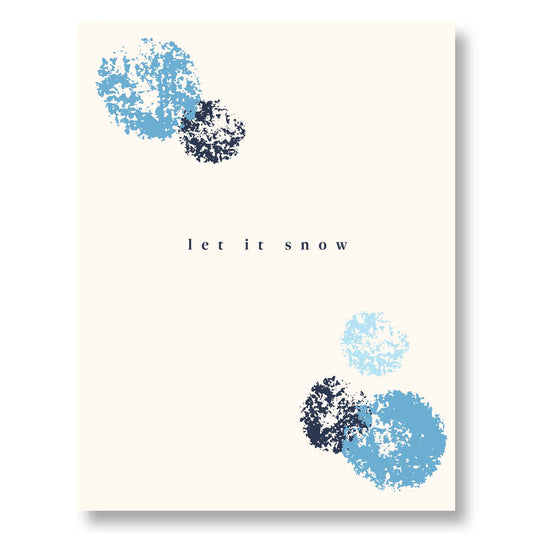 Holiday Notecard Set of 8 – Let It Snow Abstract Snow Motif – A2 Cards & White Envelopes – Belly Band Wrapped