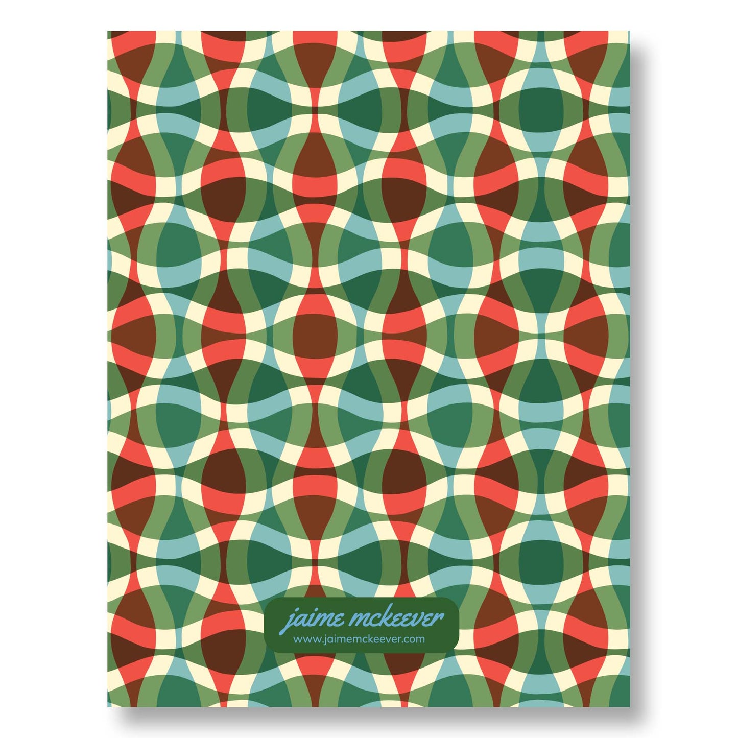 Holiday Notecard Set of 8 – Groovy Plaid Design – A2 Cards & White Envelopes – Belly Band Wrapped