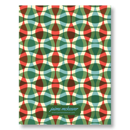 Holiday Notecard Set of 8 – Groovy Plaid Design – A2 Cards & White Envelopes – Belly Band Wrapped