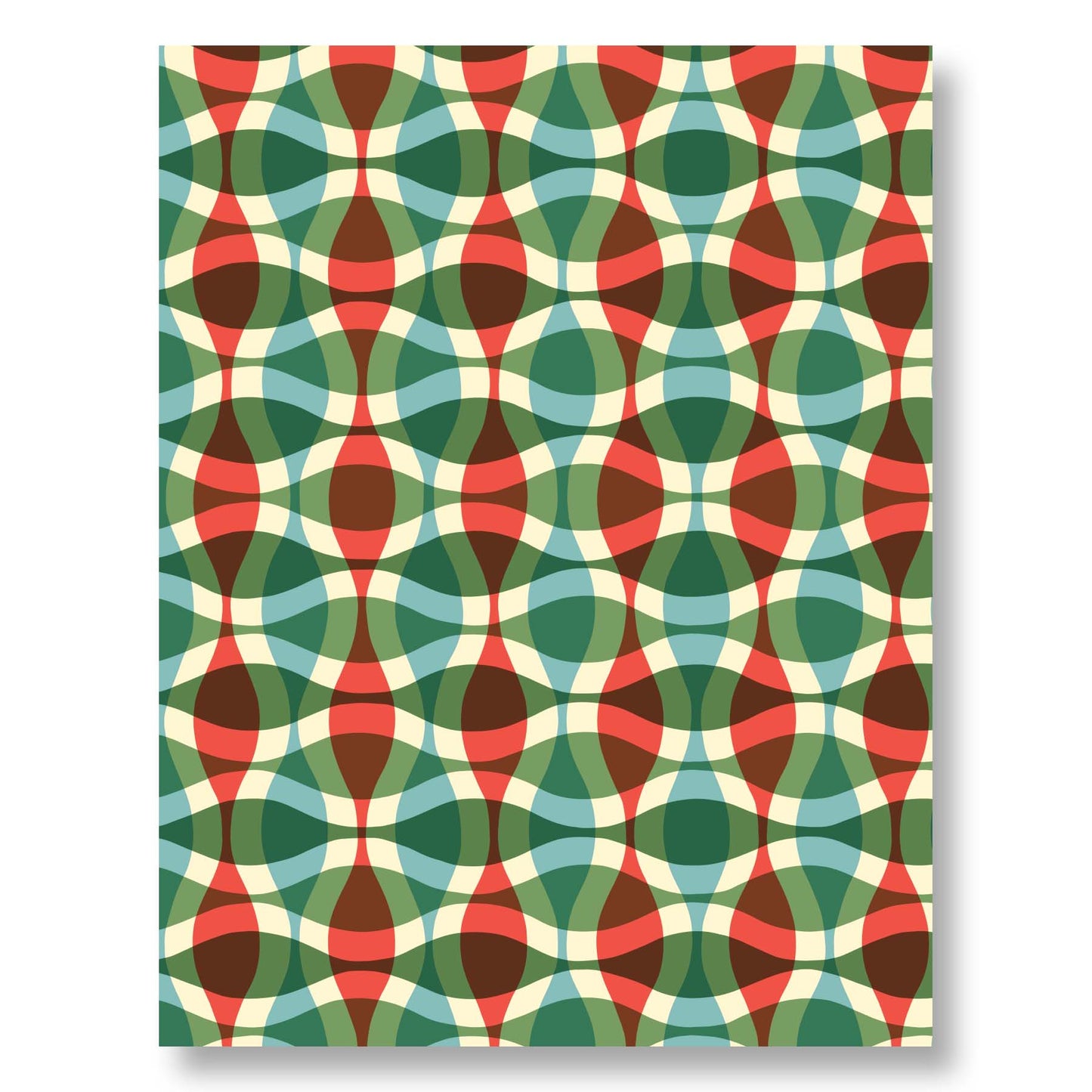 Holiday Notecard Set of 8 – Groovy Plaid Design – A2 Cards & White Envelopes – Belly Band Wrapped