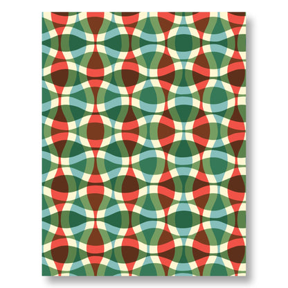 Holiday Notecard Set of 8 – Groovy Plaid Design – A2 Cards & White Envelopes – Belly Band Wrapped