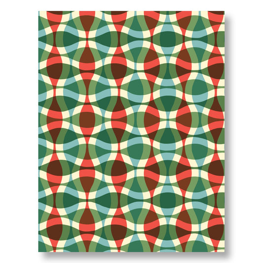 Holiday Notecard Set of 8 – Groovy Plaid Design – A2 Cards & White Envelopes – Belly Band Wrapped