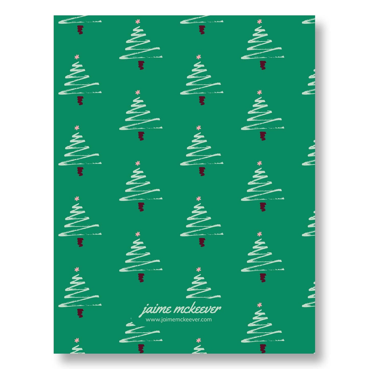 Holiday Notecard Set of 8 – Brush Stroke Christmas Trees – A2 Cards & White Envelopes