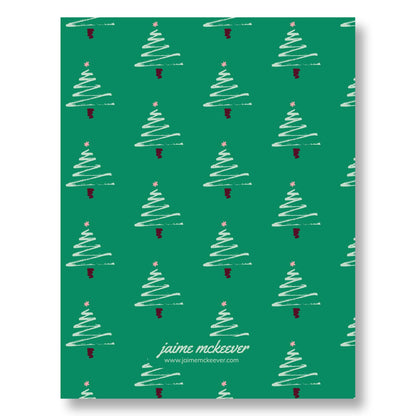 Holiday Notecard Set of 8 – Brush Stroke Christmas Trees – A2 Cards & White Envelopes