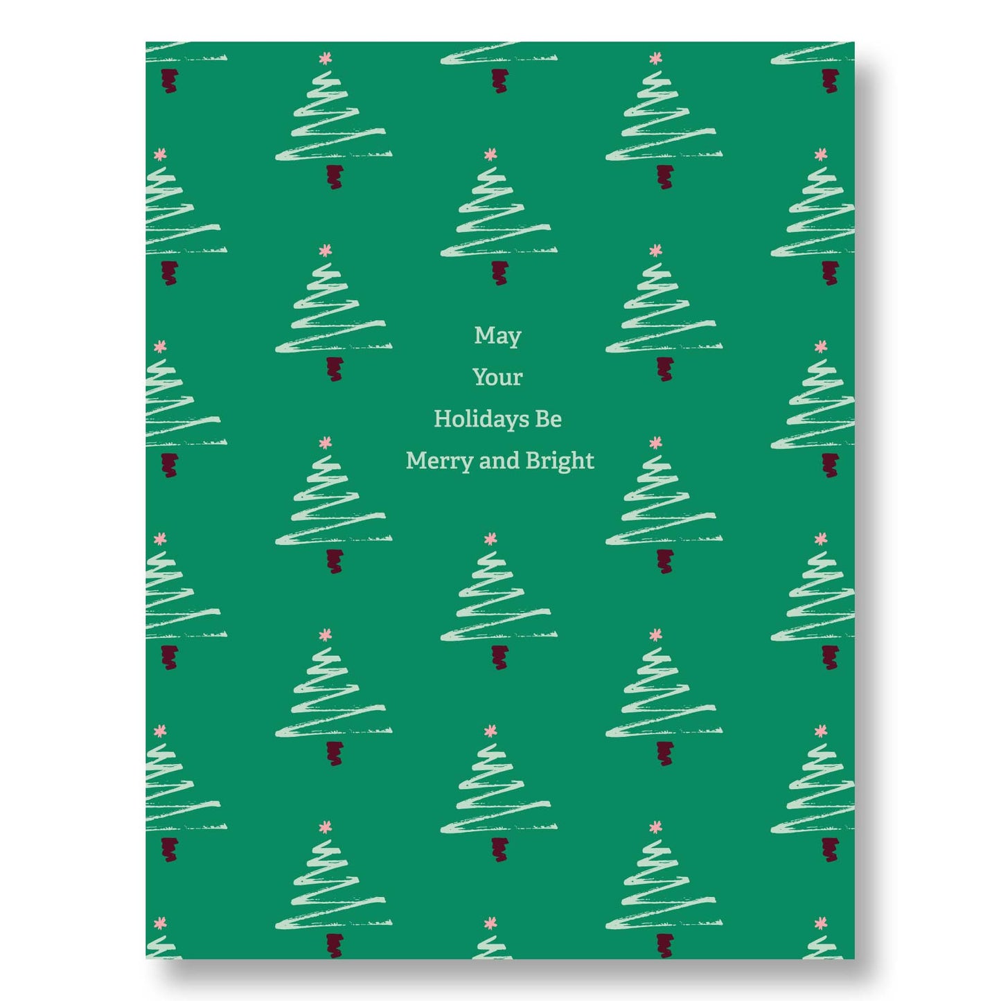 Holiday Notecard Set of 8 – Brush Stroke Christmas Trees – A2 Cards & White Envelopes