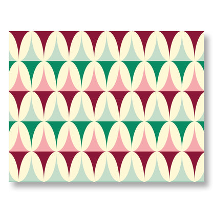 Holiday Notecard Set of 8 – Geometric Trees Pattern – A2 Cards & White Envelopes – Belly Band Wrapped