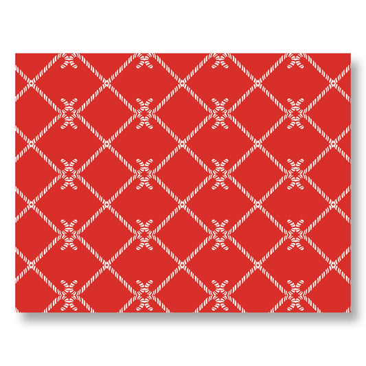 Holiday Notecard Set of 8 – Candy Cane Lattice Pattern – A2 Cards & White Envelopes – Belly Band Wrapped