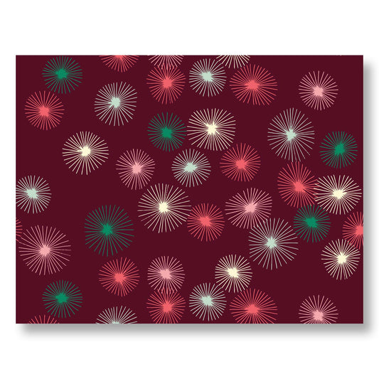 Holiday Notecard Set of 8 – Red Burst Starburst Design – A2 Cards & White Envelopes – Belly Band Wrapped