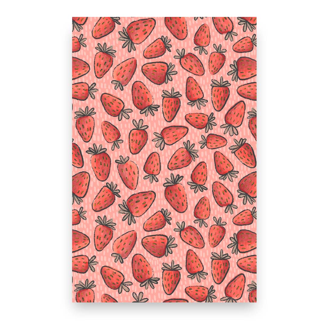 Strawberry Bliss Notebook – 5.5″ × 8.5″ Softcover – 64 Lined Cream Pages