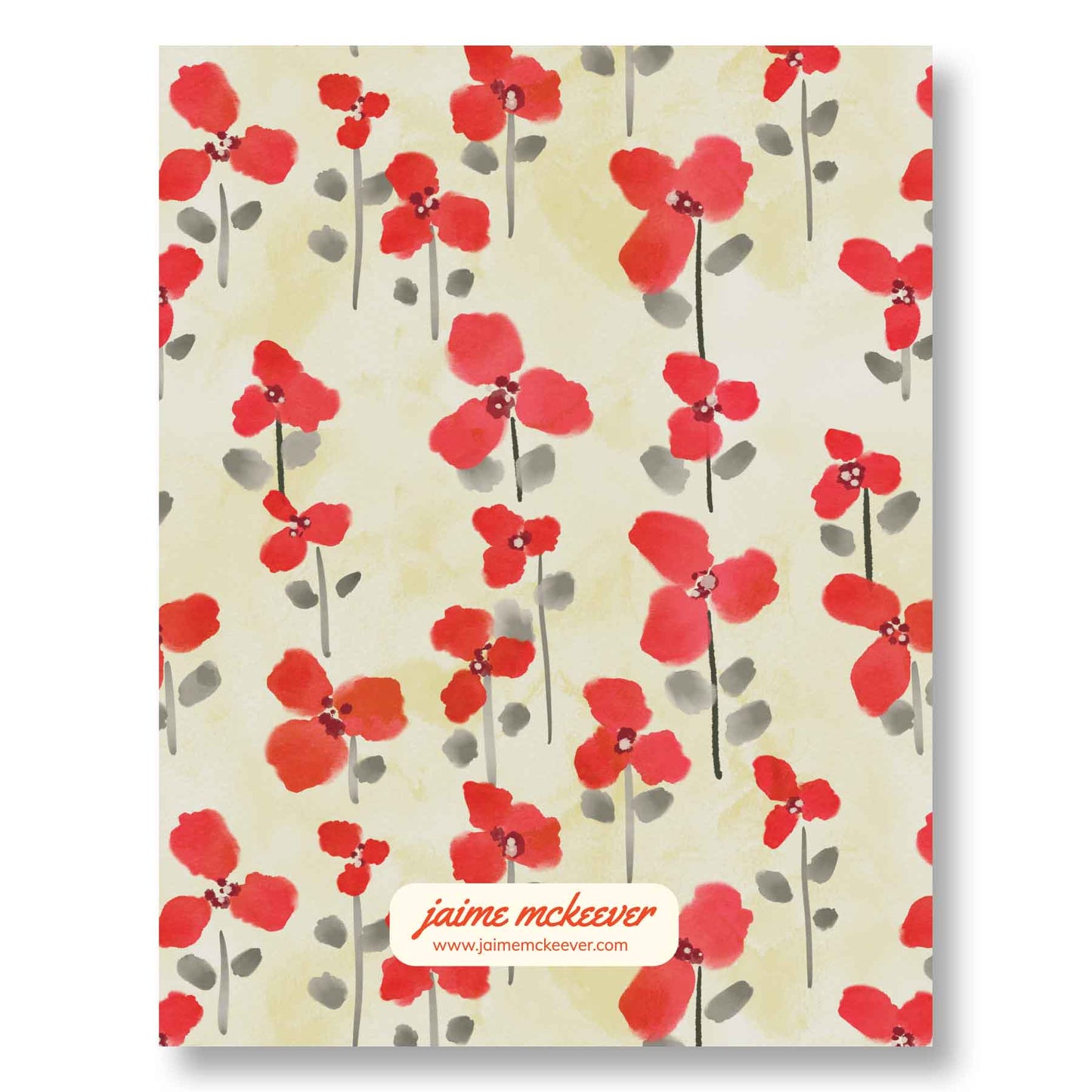 Dancing Poppies Notecard Set – 8 Handcrafted Floral Art Cards