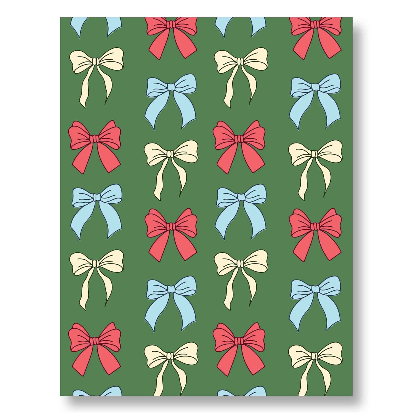 Holiday Notecard Set of 8 – Holiday Bows – A2 Cards & White Envelopes – Belly Band Wrapped