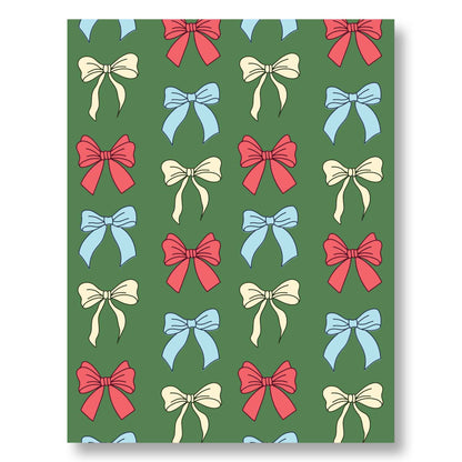 Holiday Notecard Set of 8 – Holiday Bows – A2 Cards & White Envelopes – Belly Band Wrapped