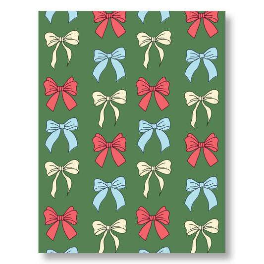 Holiday Notecard Set of 8 – Holiday Bows – A2 Cards & White Envelopes – Belly Band Wrapped