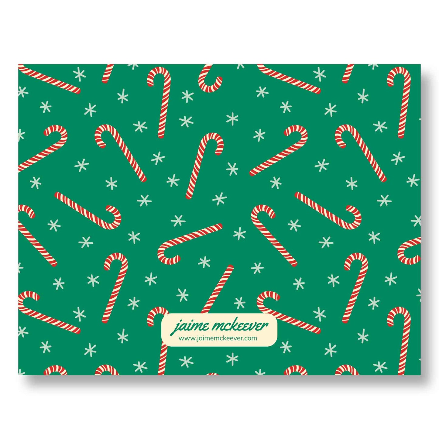Holiday Notecard Set of 8 – Candy Cane Cheer – A2 Cards & White Envelopes – Belly Band Wrapped