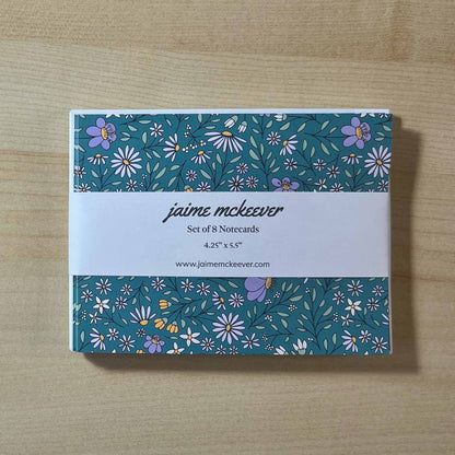 Wildflower Bloom in Green Notecard Set of 8